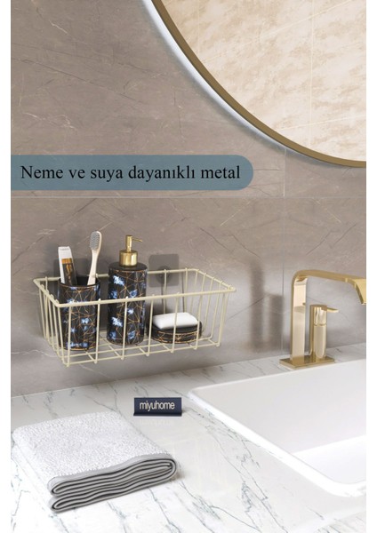 Asılabilir Yapışkanlı Sepet Mutfak Düzenleyici Banyo Rafı Çok Amaçlı Organizer