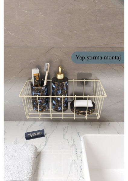 Asılabilir Yapışkanlı Sepet Mutfak Düzenleyici Banyo Rafı Çok Amaçlı Organizer