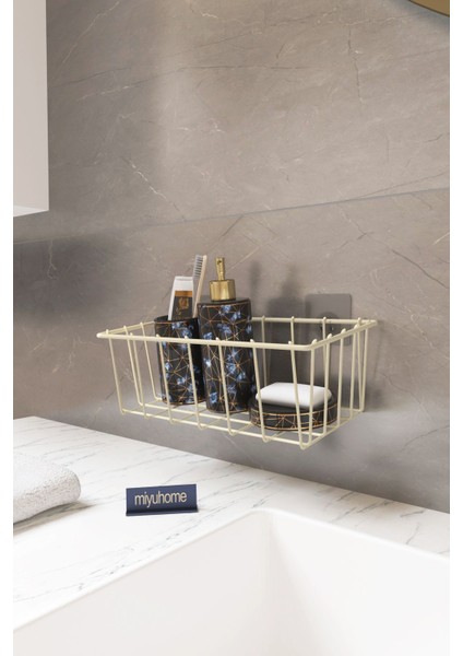Asılabilir Yapışkanlı Sepet Mutfak Düzenleyici Banyo Rafı Çok Amaçlı Organizer