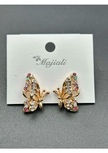 Özel Seri Kelebek Detaylı Çelik Küpe