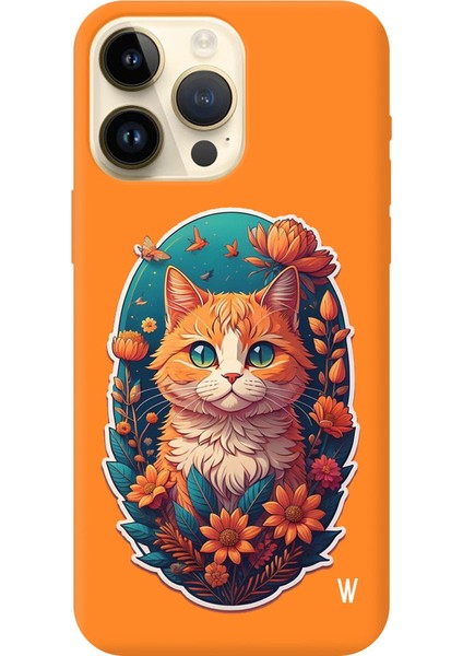 iPhone 14 Silikon Kılıf Turuncu Kedi