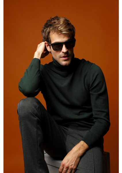 Balıkçı Yaka Regular Fit Pamuklu Triko Kazak