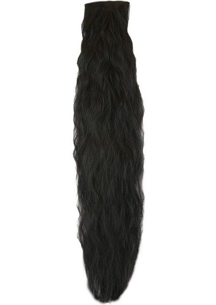 Fiber Sentetik Kabarık Dalgalı 8 Parça Çıt Çıt - Siyah