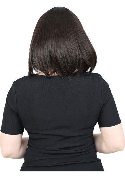 Küt Kahküllü Fiber Sentetik Peruk - Kahverengi fırsatları