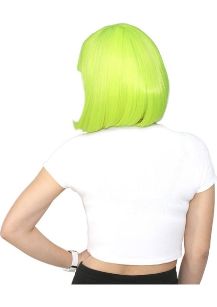 Küt Kahküllü Fiber Sentetik Peruk - Neon Sarı