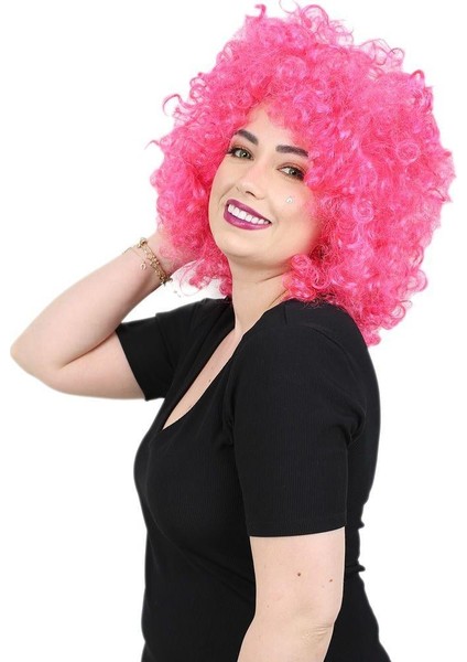 Animasyon Parti ve Palyaço Peruğu - Neon Pembe modelleri