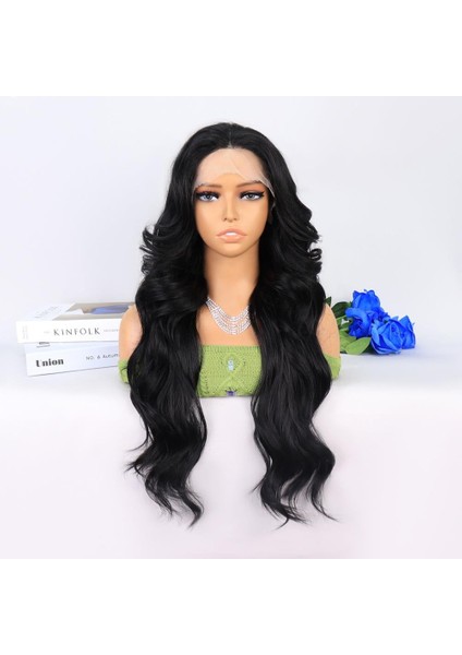 Siyah Dalgalı Uzun Boy Tül Peruk