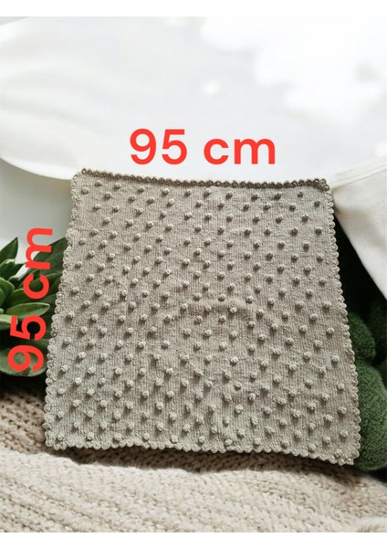 Peluş Kadife Ipten Bebek Battaniyesi El Örgüsü Tomurcuk Desenli