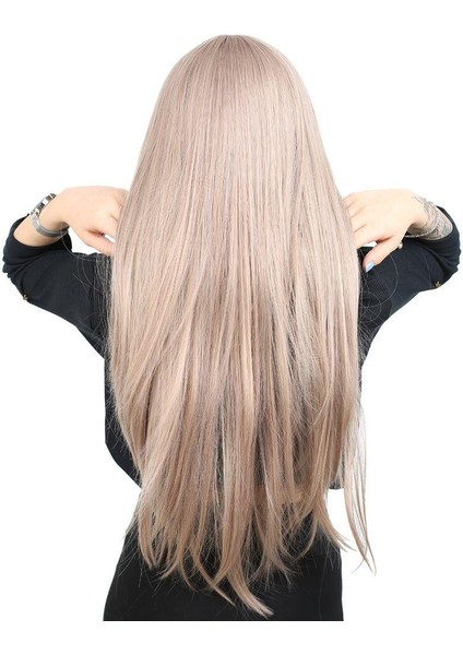 Fiber Sentetik Uzun Düz Kahküllü Peruk - Küllü Bebek Sarı fırsatları