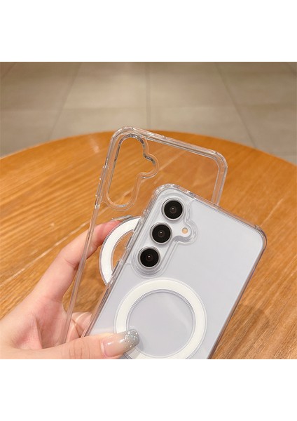 Samsung Galaxy S22 Uyumlu Kılıf Şeffaf Magsafe Şarj Özellikli Arkası Sert Kenarları Silikon Kapak