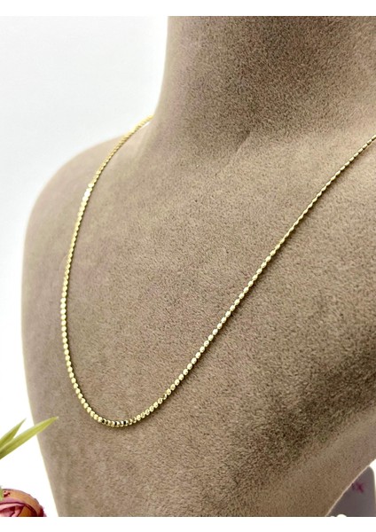 Ezme Ince Zincir Çelik Kolye (14K Gold - 60CM)