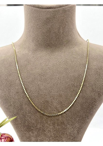 Ezme Ince Zincir Çelik Kolye (14K Gold - 60CM)