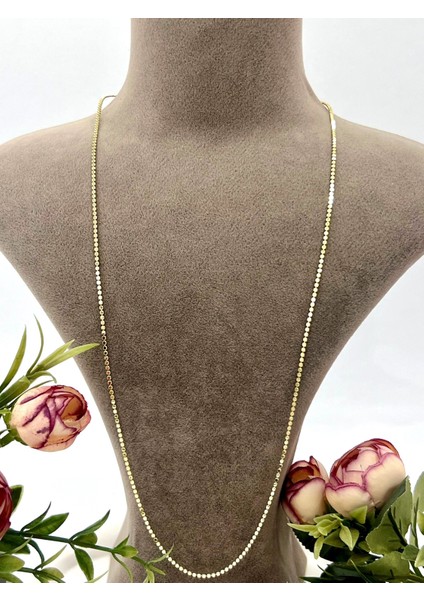 Ezme Ince Zincir Çelik Kolye (14K Gold - 60CM)
