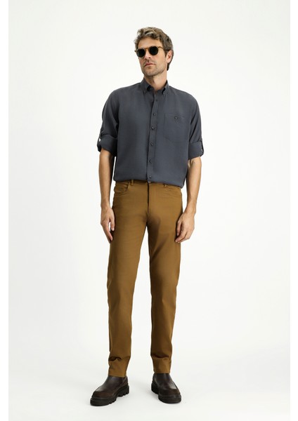 Regular Fit Likralı Kanvas / Chino Pantolon