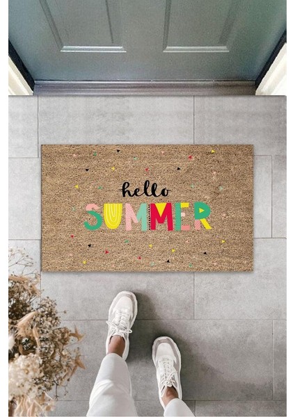 Renkli Kapı Önü Paspası Hello Summer Desen K-3273