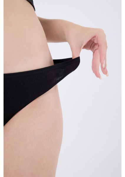 Fitilli Pamuklu Kalın Askılı Crop Kadın Atlet & Slip Külot Takım