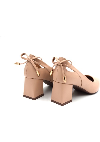(Park Moda) Arkası Fiyonklı Kalın Topuklu Kadın Ayakkabı Nut fırsatları