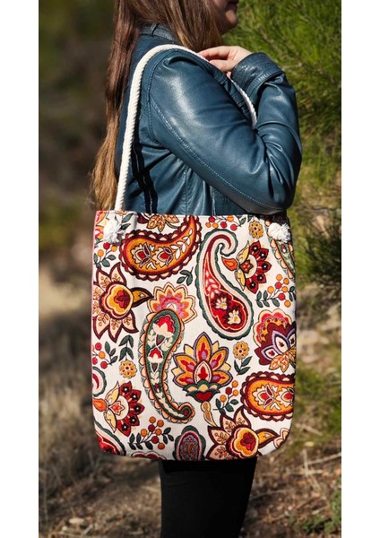 Otantik Bez Çanta ve Portföy Clutch El Çantası, Etnik Omuz Çanta, Makine Dokuma Kalın Kumaş Çanta