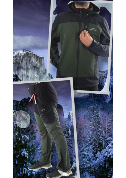 Paça Fermuarlı Siyah Haki Outdoor Su İtici Rüzgar Geçirmez İçi Polarlı Kışlık Pantolon modelleri