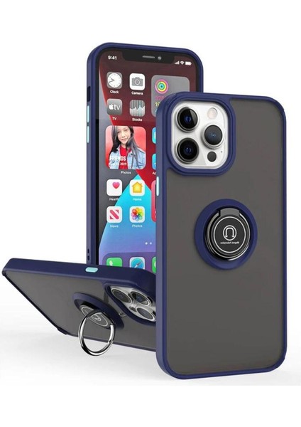 iPhone 16 Pro Max Kılıf Buzlu Yüzüklü Standlı Kapak A++ Zipax-Az-Mnty