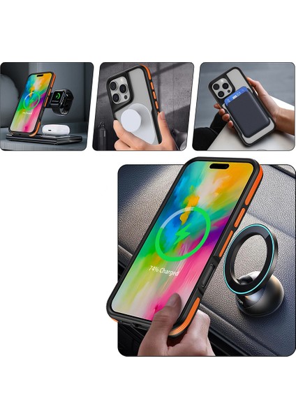 Apple iPhone 14 Pro Kılıf Magsafe Şarj Özellikli Renkli Kenar Airbag Şeritli Zr-Lamer modelleri