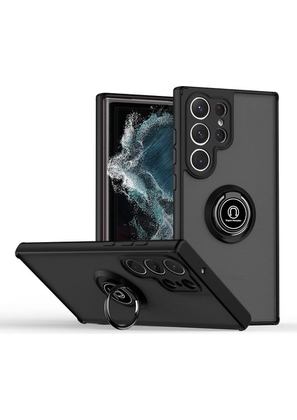 Samsung Galaxy S24 Ultra Kılıf Buzlu Yüzüklü Standlı Kapak A++ Zipax-Az-Mnty