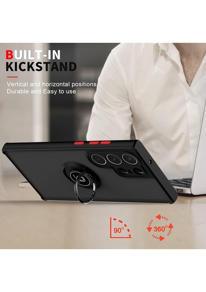 Samsung Galaxy S24 Ultra Kılıf Buzlu Yüzüklü Standlı Kapak A++ Zipax-Az-Mnty fiyatları