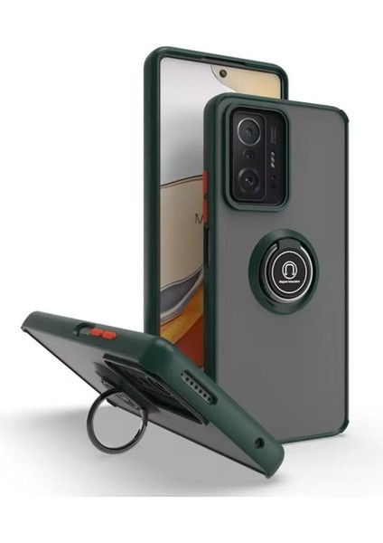 Xiaomi Mi 11T / Mi 11T Pro Kılıf Buzlu Yüzüklü Standlı Kapak A++ Zipax-Az-Mnty