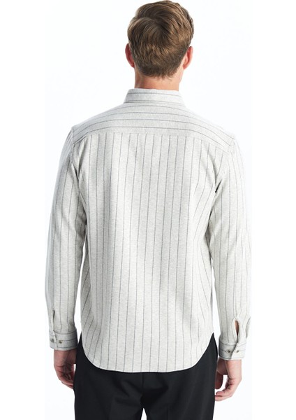 Gri Slim Fit Uzun Kollu Çizgili Erkek Gömlek fırsatları