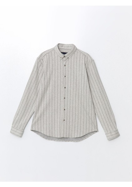 Gri Slim Fit Uzun Kollu Çizgili Erkek Gömlek indirimleri