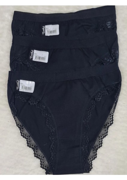 3'lü Paket Siyah Paça Dantelli Işık Bikini Külot