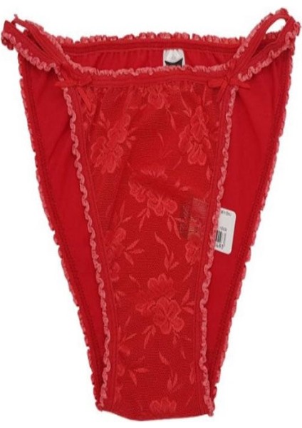 3 Lü Kırmızı Dantel Detaylı Bikini Külot