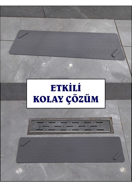Kötü Koku Önleyici Uzun Duş Gideri Silikon Mat Duş Gideri Kapağı Tıpası Böcek Önleyici BATTAL BOY GRİ 55 cm X 12 cm modelleri