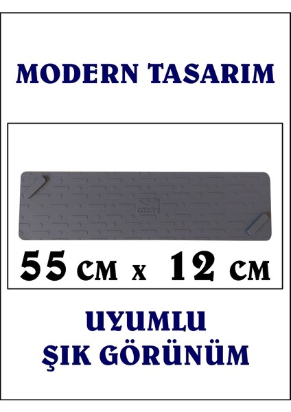 Kötü Koku Önleyici Uzun Duş Gideri Silikon Mat Duş Gideri Kapağı Tıpası Böcek Önleyici BATTAL BOY GRİ 55 cm X 12 cm indirimleri