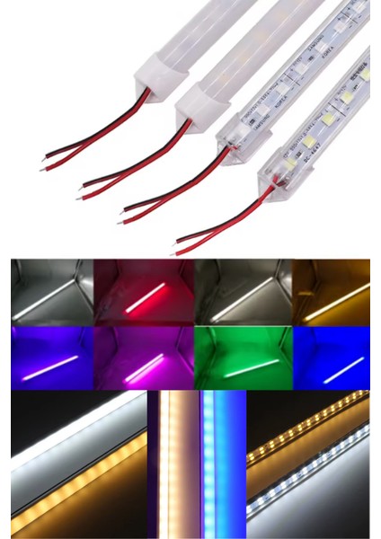 Alüminyum Kasalı Çubuk Bar LED 12V 72 Ledli 5730 Şeffaf Cam Rgb LED