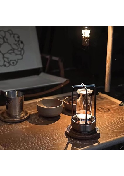 Şarjlı Masa Lambası Dimmerli Dekoratif Abajur Cata Vegas Dokunmatik Metal Cafe Lambası Üç Işık Modu