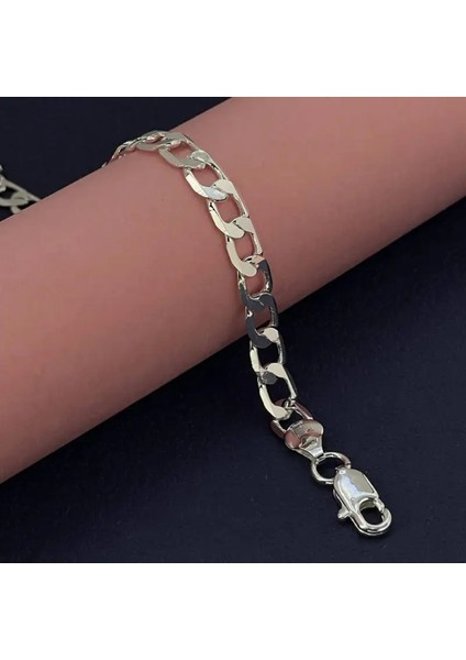 Göz Alıcı 925 Gümüş Kaplama 4mm Genişlik 20 cm Uzunluk Zincir Bileklik