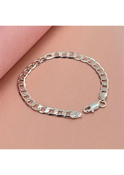 Göz Alıcı 925 Gümüş Kaplama 4mm Genişlik 20 cm Uzunluk Zincir Bileklik fırsatları