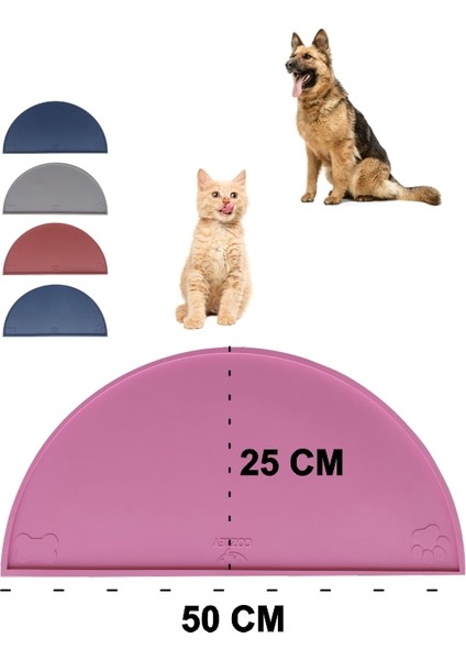 Silikon Mama Matı Havuzlu Yıkanabilir Kaymaz Evcil Hayvan Beslenme Matı Kedi Köpek Paspası 50X25 cm