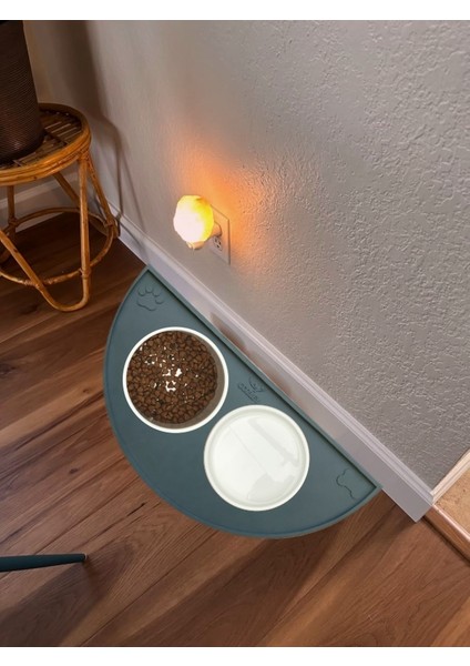 Silikon Mama Matı Havuzlu Yıkanabilir Kaymaz Evcil Hayvan Beslenme Matı Kedi Köpek Paspası 50X25 cm