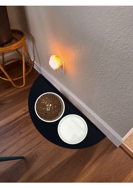 Silikon Mama Matı Havuzlu Yıkanabilir Kaymaz Evcil Hayvan Beslenme Matı Kedi Köpek Paspası 50X25 cm