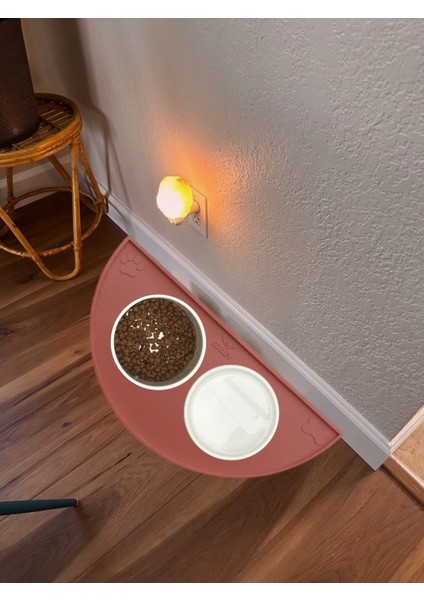 Silikon Mama Matı Havuzlu Yıkanabilir Kaymaz Evcil Hayvan Beslenme Matı Kedi Köpek Paspası 50X25 cm
