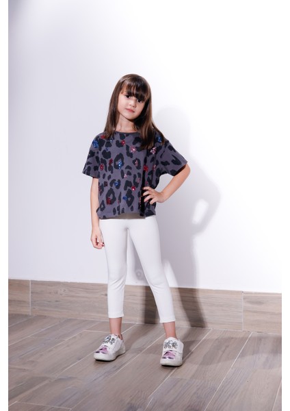 Kız Çocuk Ekru 2-6 Yaş Pamuklu Likralı Basic Bilek Boy Tayt