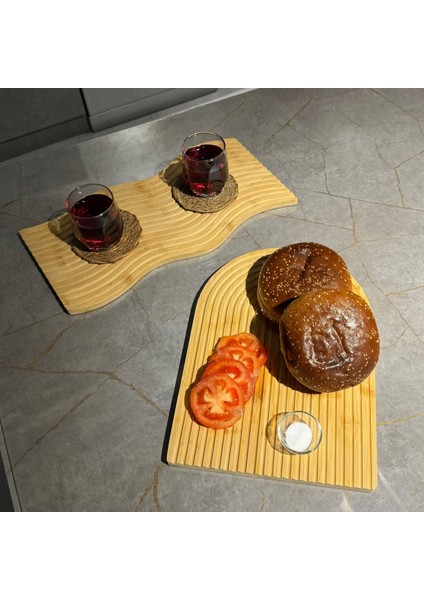 Bambu Çizgili Dikdörtgen Sunumluk Ve Servis Tahtası Çok Amaçlı Dekoratif 39 X 17 Cm modelleri