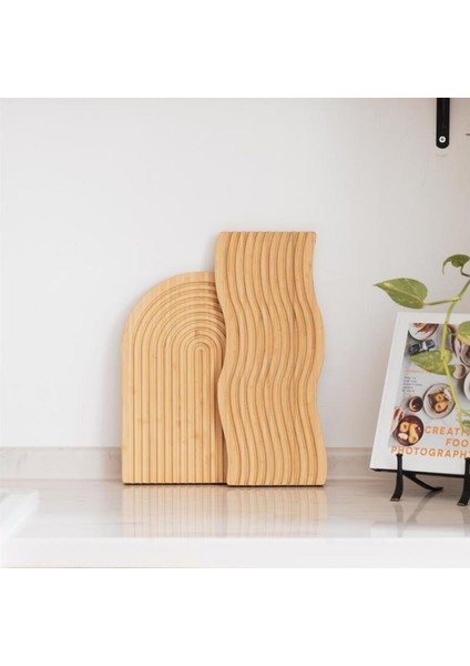 Bambu Çizgili Dikdörtgen Sunumluk Ve Servis Tahtası Çok Amaçlı Dekoratif 39 X 17 Cm
