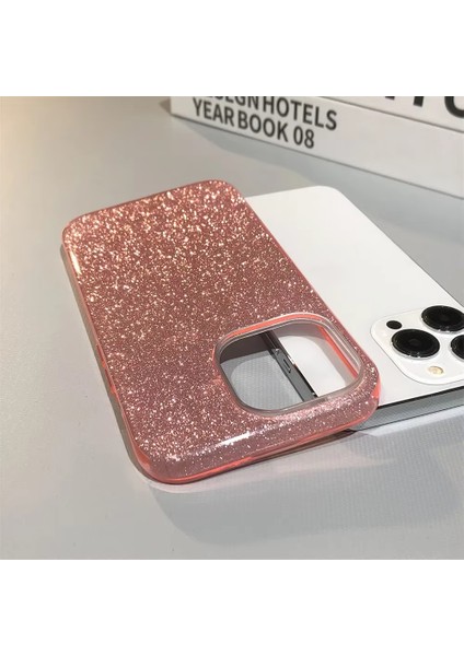 Apple iPhone 13 Pro Max Kılıf Parlak Simli Muhteşem Görünüm, Sert ve Dayanıklı Iki Katmanlı Ultra Koruma Sert Silikon