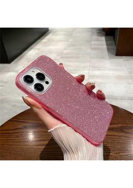 Apple iPhone 13 Pro Max Kılıf Parlak Simli Muhteşem Görünüm, Sert ve Dayanıklı Iki Katmanlı Ultra Koruma Sert Silikon