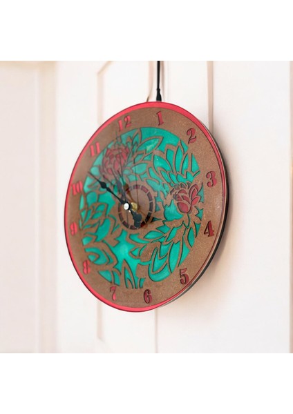 Epoksi Reçine Duvar Saati - Vintage Duvar Saati Gül Desen fiyatları