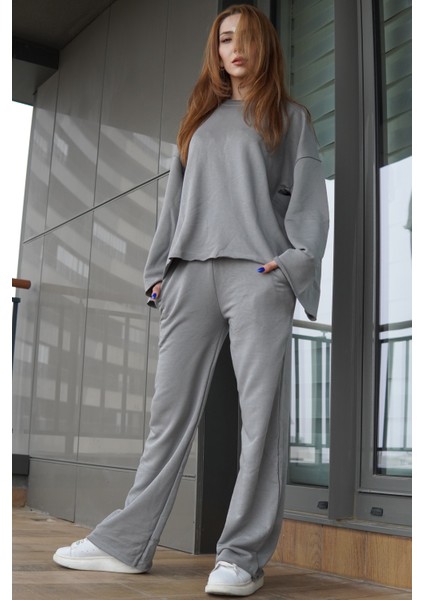 Gri Oversize Eşofman Takım