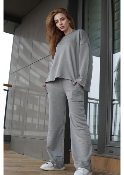 Gri Oversize Eşofman Takım